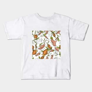 pattern with pumpkins and flowers Kids T-Shirt